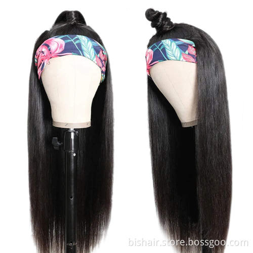 BIS 28 Brazilian 100% human hair straight headband  wigs seamless wigs 150 density Remy human hair wigs for black women